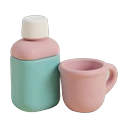 Botella de colutorio y vaso